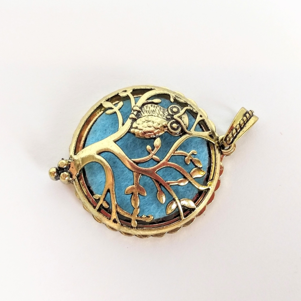 Aromatherapy tree of life & owl gold locket